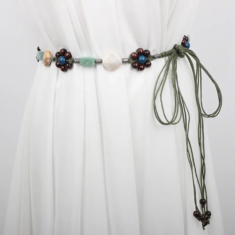 Vintage Hemiya Woven Belt Wind Waist Women's Green Decorative Chain - Image 5