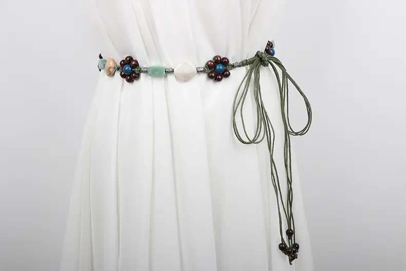 Vintage Hemiya Woven Belt Wind Waist Women's Green Decorative Chain — feature 2