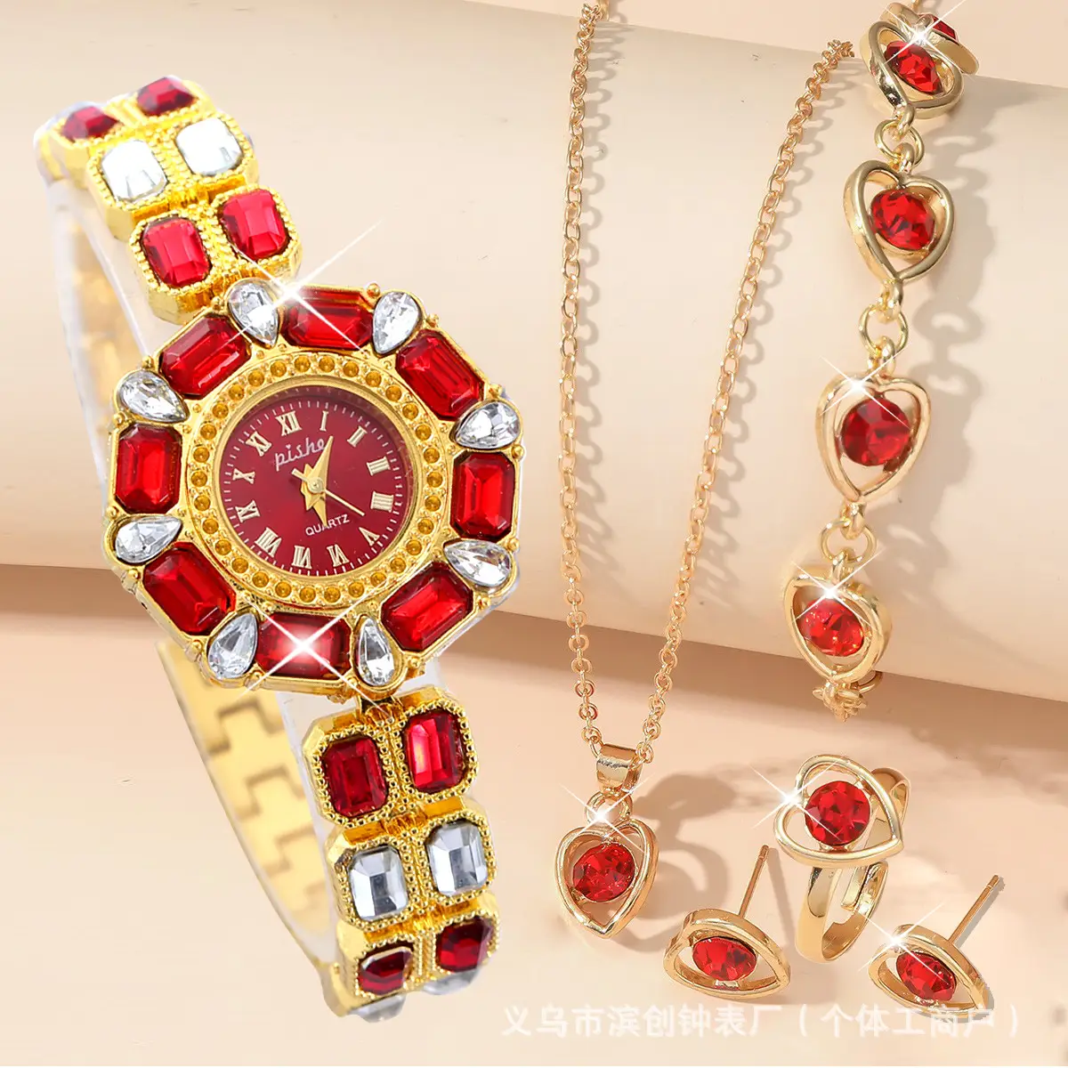 Red Gemstone Women's Cross-border Quartz Watch - Image 10