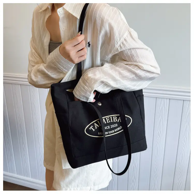 White Canvas Student Commuter Bag Large Capacity One Shoulder — feature 19