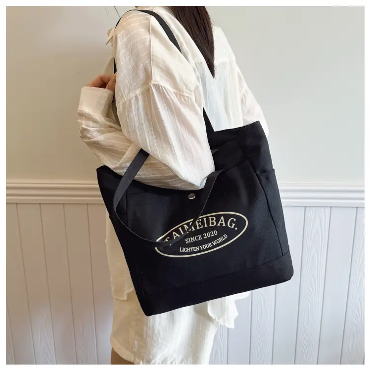 White Canvas Student Commuter Bag Large Capacity One Shoulder — feature 20