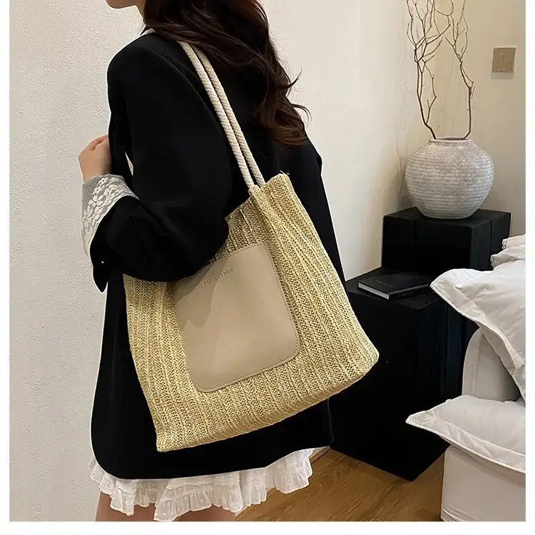 Women Woven Tote Bag Large Capacity Beige 2025 — feature 24