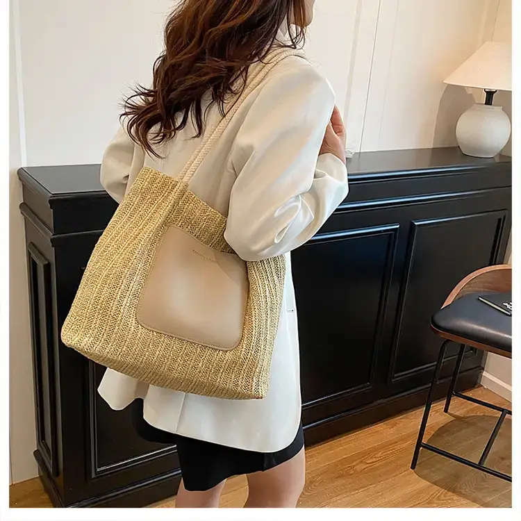 Women Woven Tote Bag Large Capacity Beige 2025 — feature 27