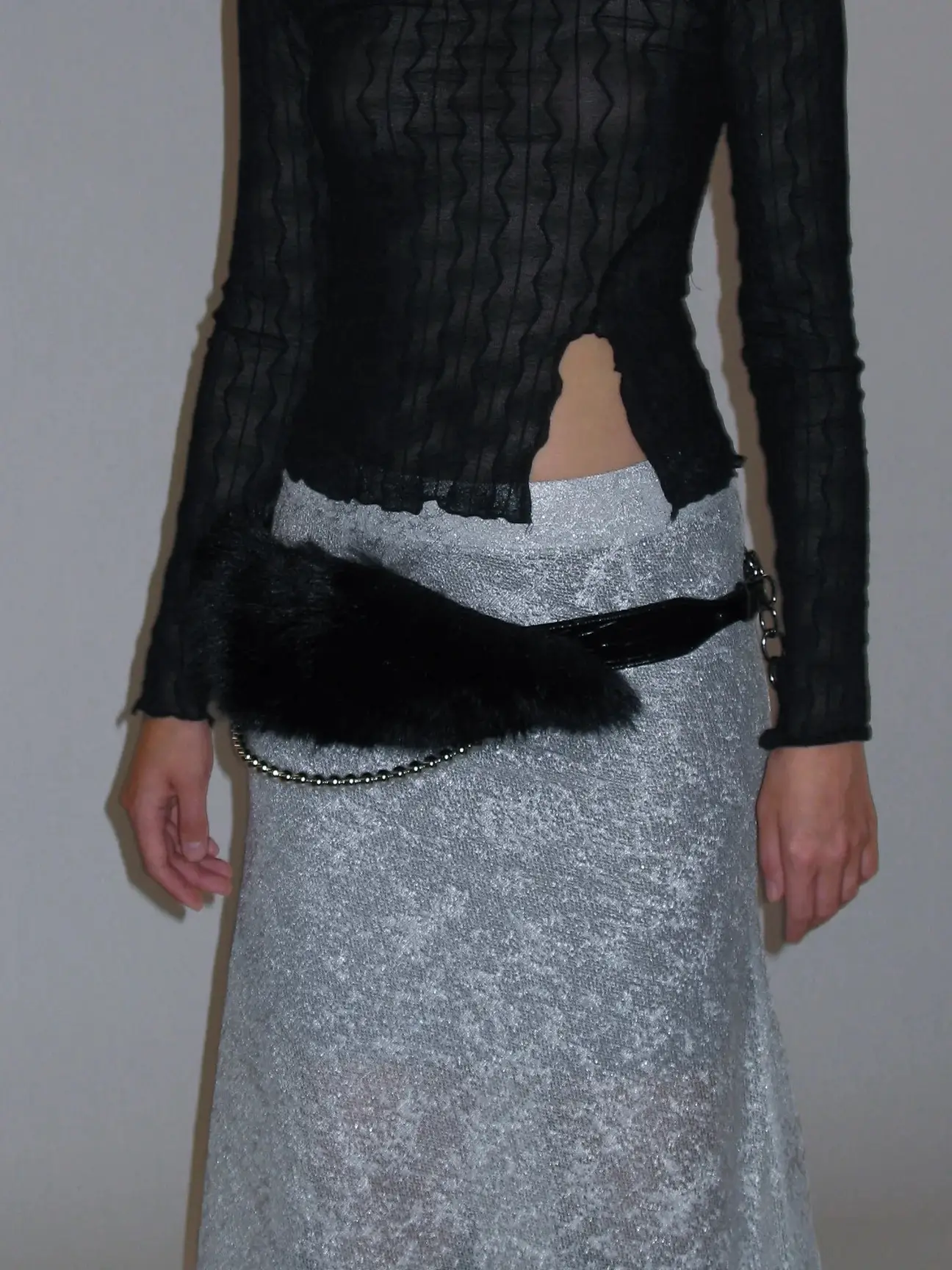 2025 Fur Belt Y2K Retro Silver Sparkle Belt — feature 15
