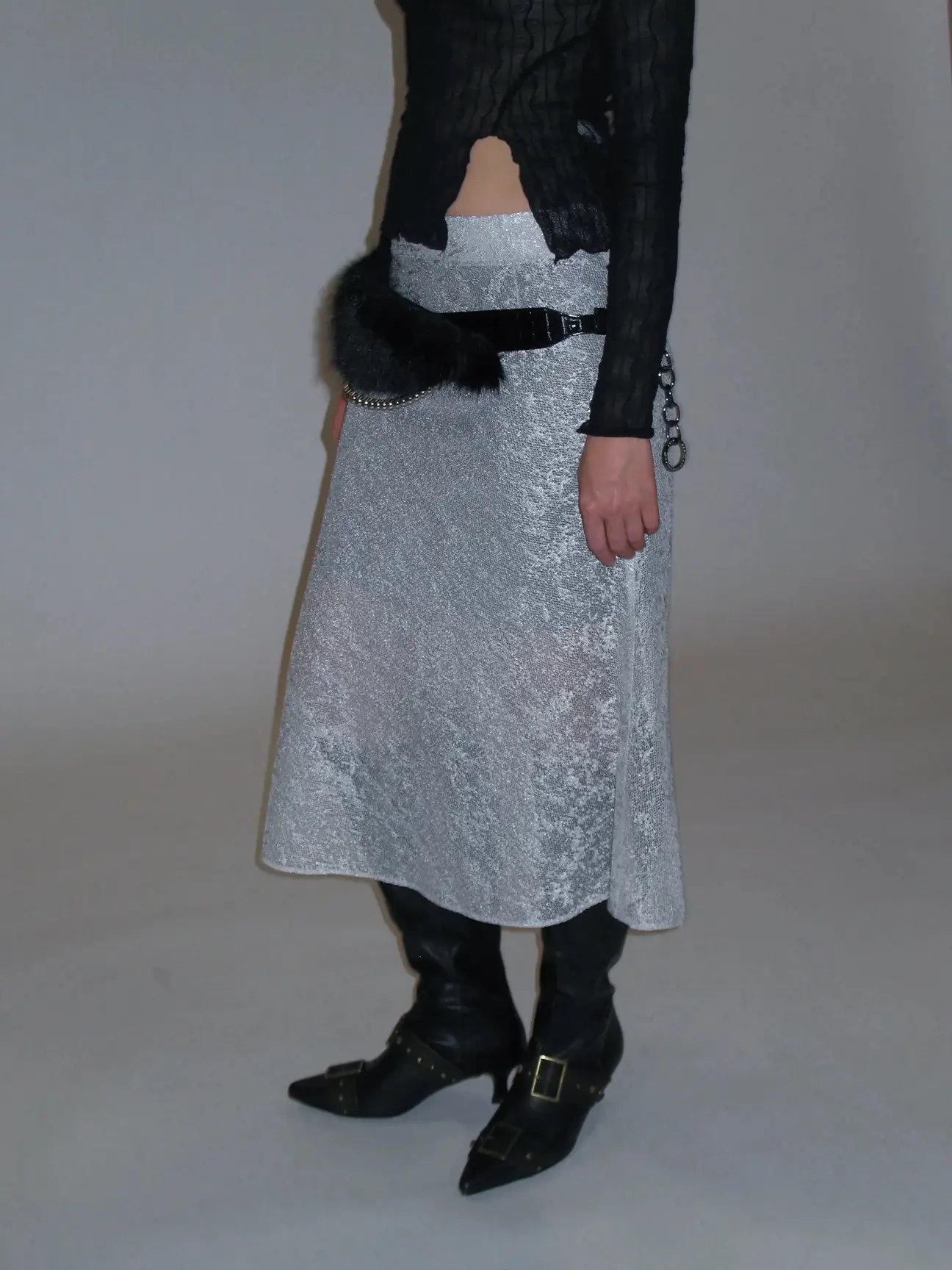 2025 Fur Belt Y2K Retro Silver Sparkle Belt — feature 17