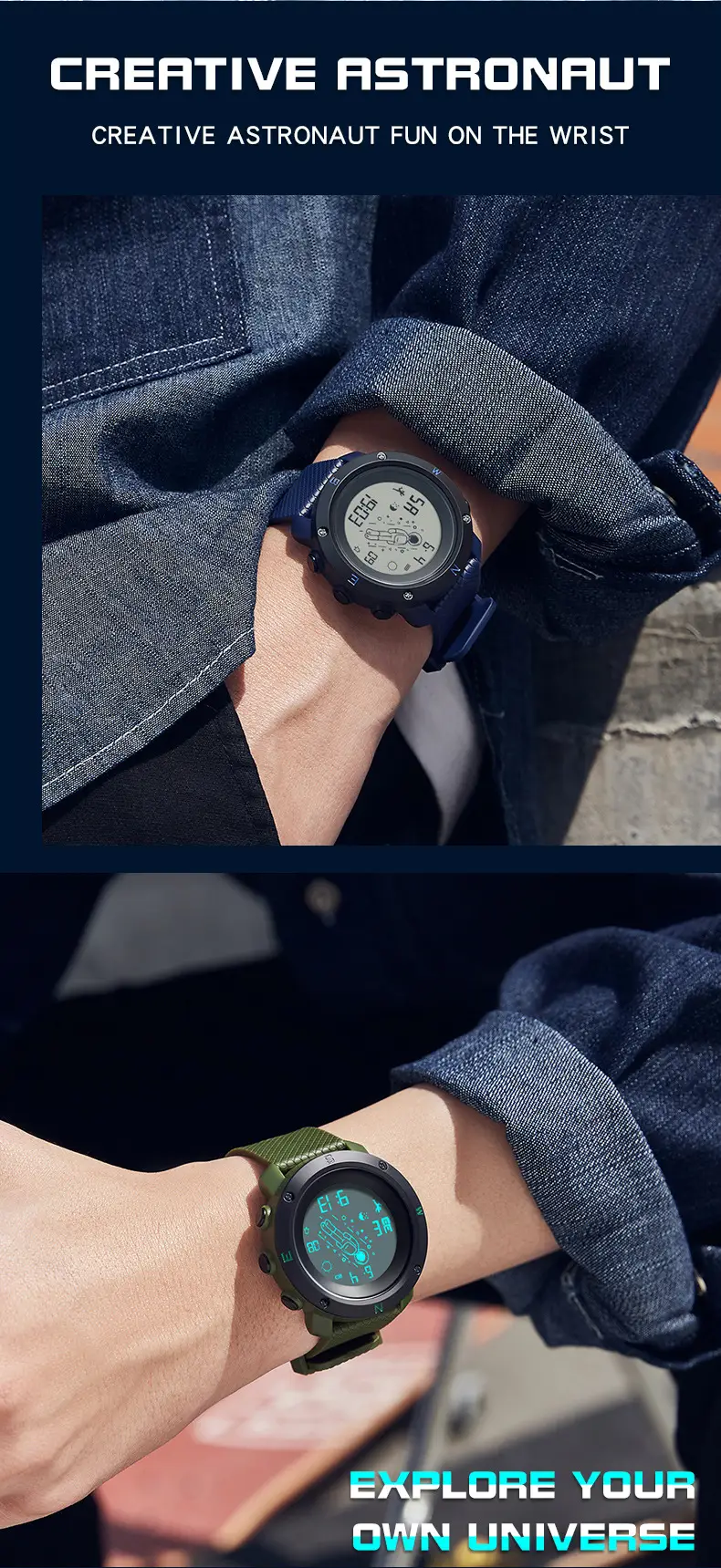 Astronaut Digital Watch Blue Sport Waterproof — feature 29