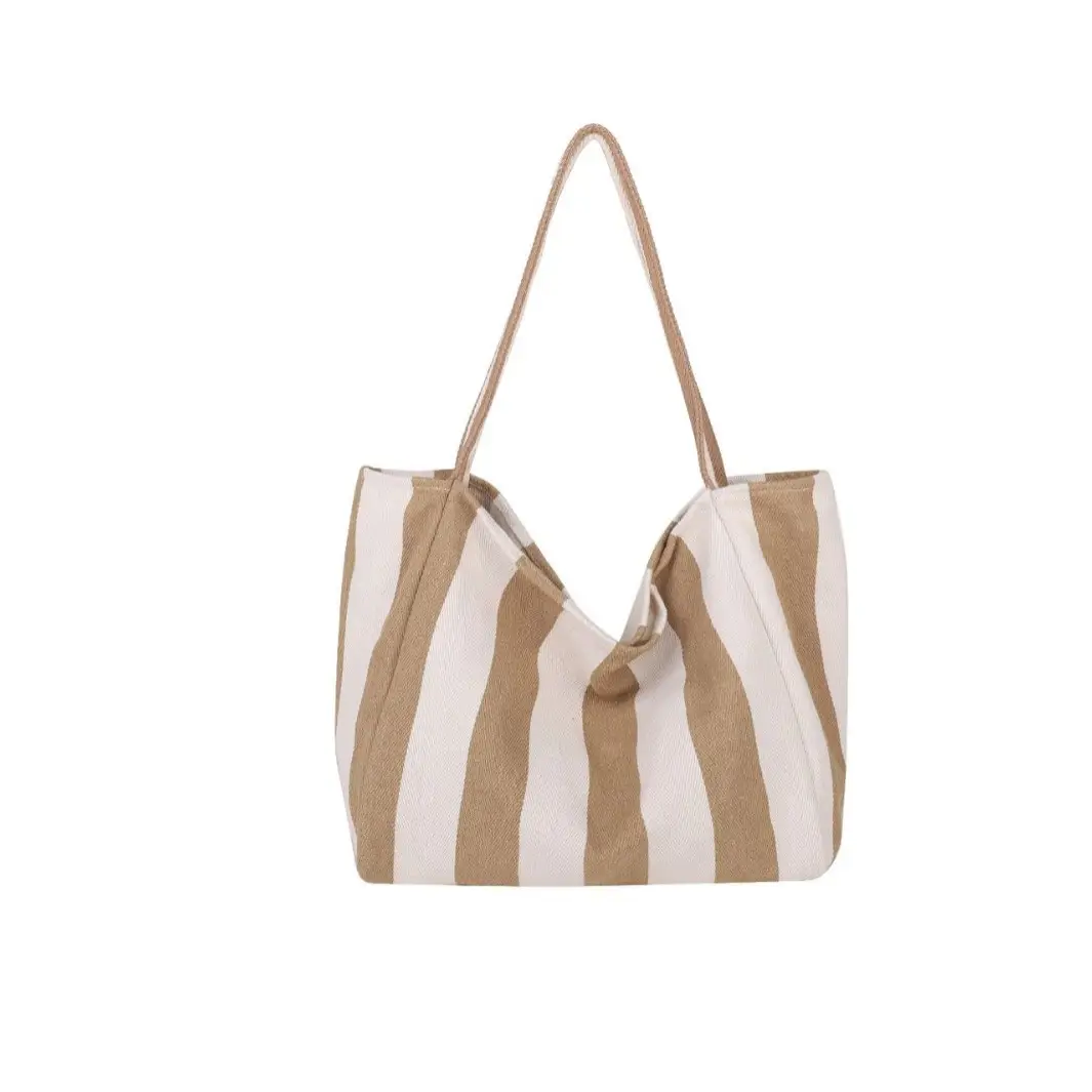 Striped Canvas Tote Bags 2026 Spring New Korean Style - Image 12