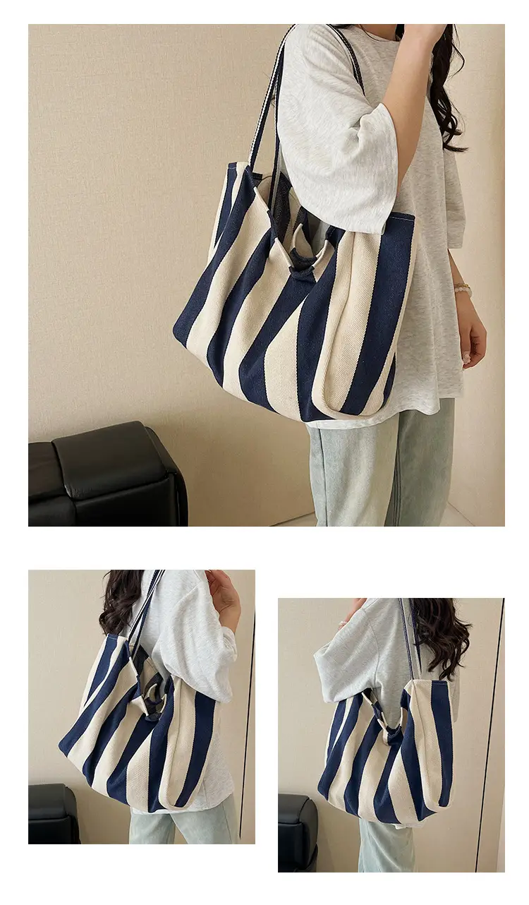 Striped Canvas Tote Bags 2026 Spring New Korean Style — feature 15