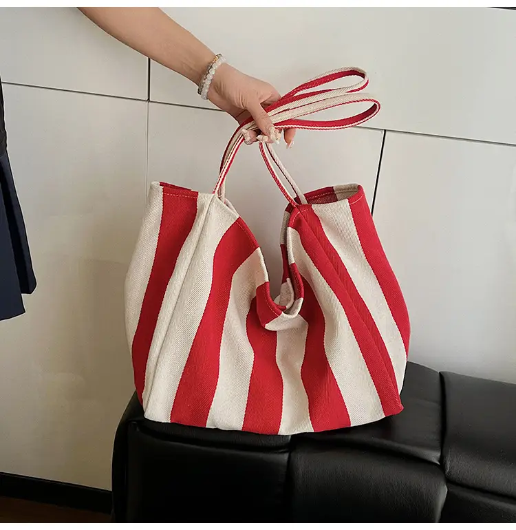 Striped Canvas Tote Bags 2026 Spring New Korean Style — feature 23