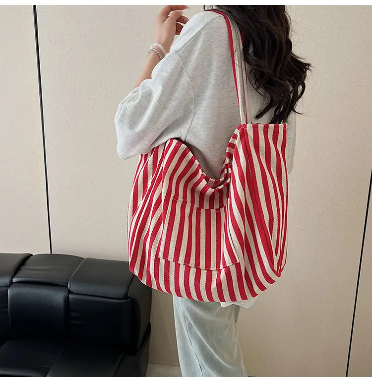 Striped Canvas Tote Bags 2026 Spring New Korean Style — feature 25