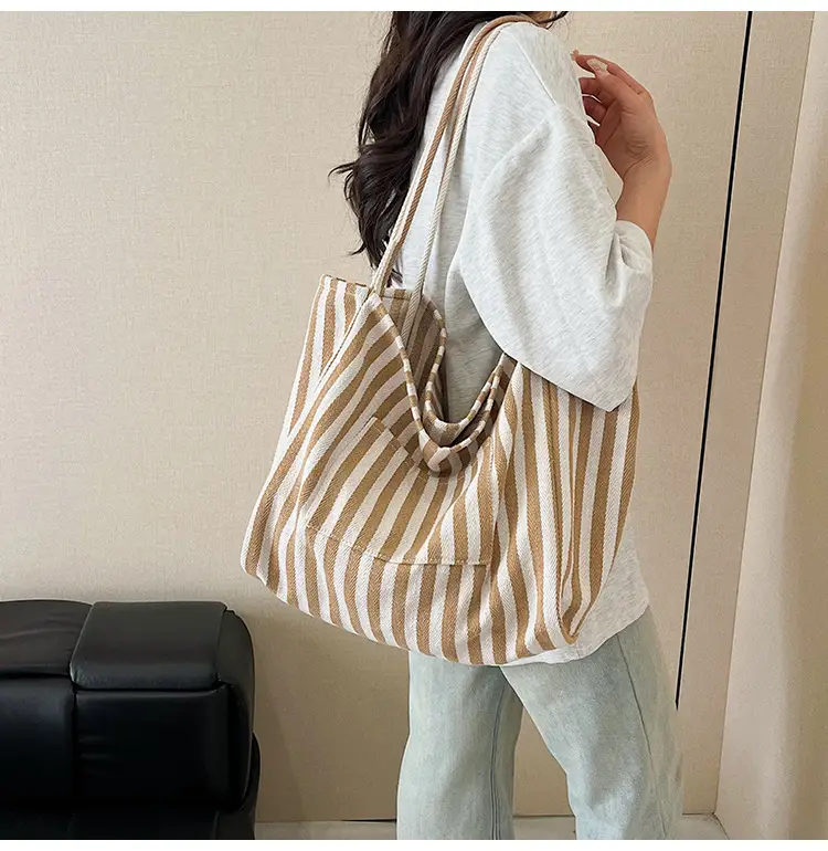 Striped Canvas Tote Bags 2026 Spring New Korean Style — feature 27