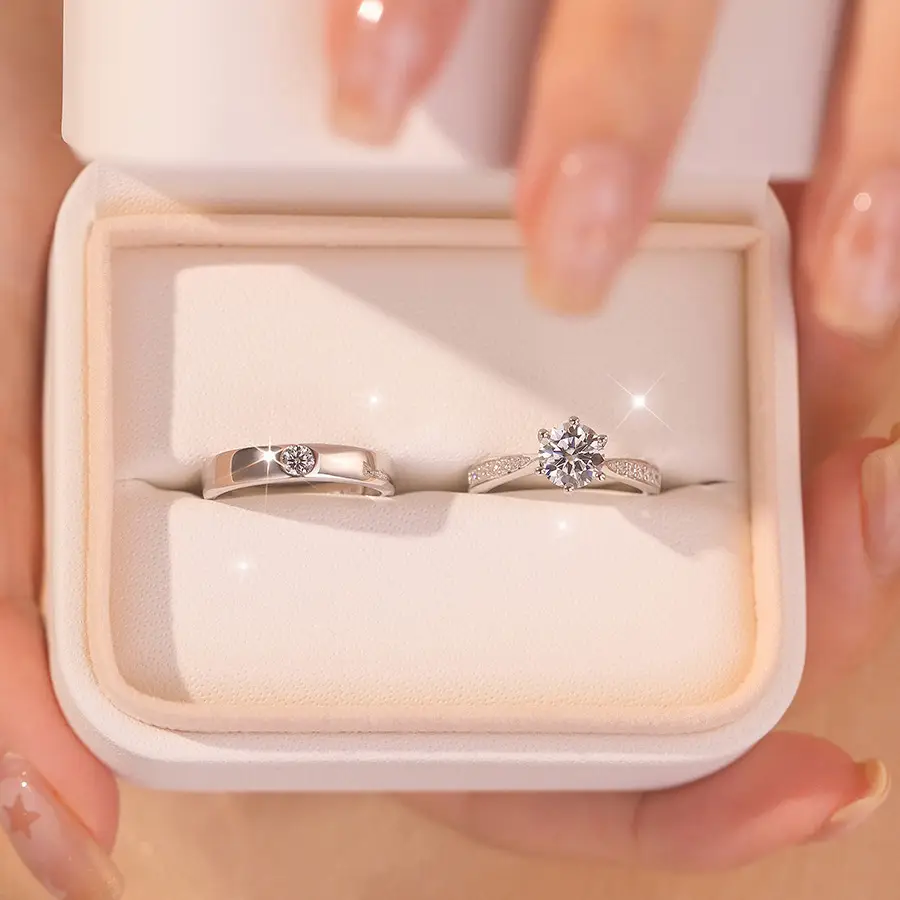 Simulated Moissanite Couple Ring with 1 Carat Diamond - Image 3