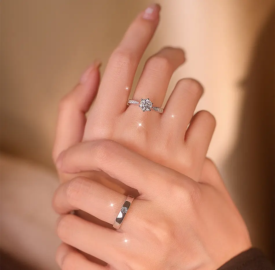 Simulated Moissanite Couple Ring with 1 Carat Diamond — feature 10