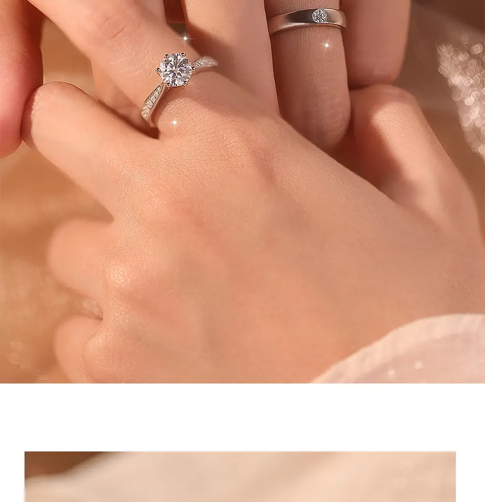 Simulated Moissanite Couple Ring with 1 Carat Diamond — feature 12