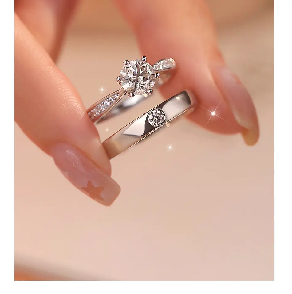 Simulated Moissanite Couple Ring with 1 Carat Diamond — feature 19