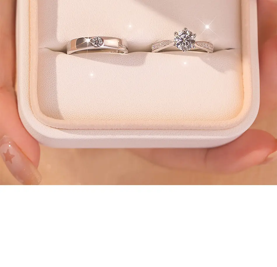 Simulated Moissanite Couple Ring with 1 Carat Diamond — feature 21