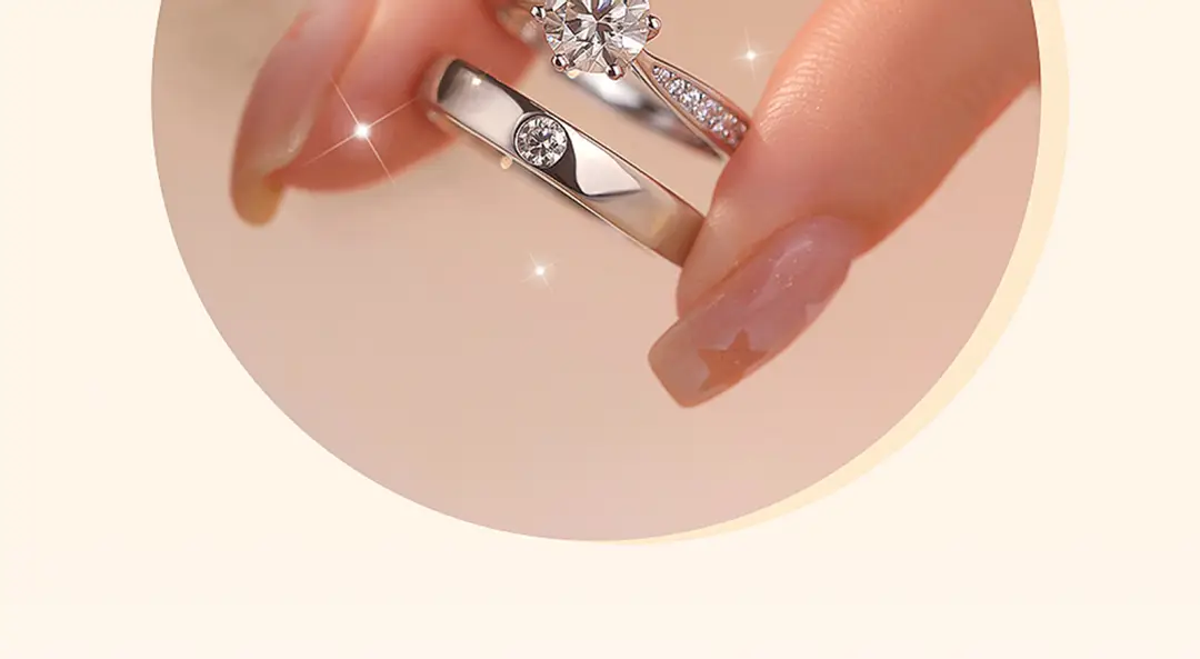 Simulated Moissanite Couple Ring with 1 Carat Diamond — feature 5