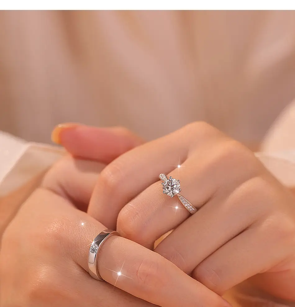 Simulated Moissanite Couple Ring with 1 Carat Diamond — feature 7