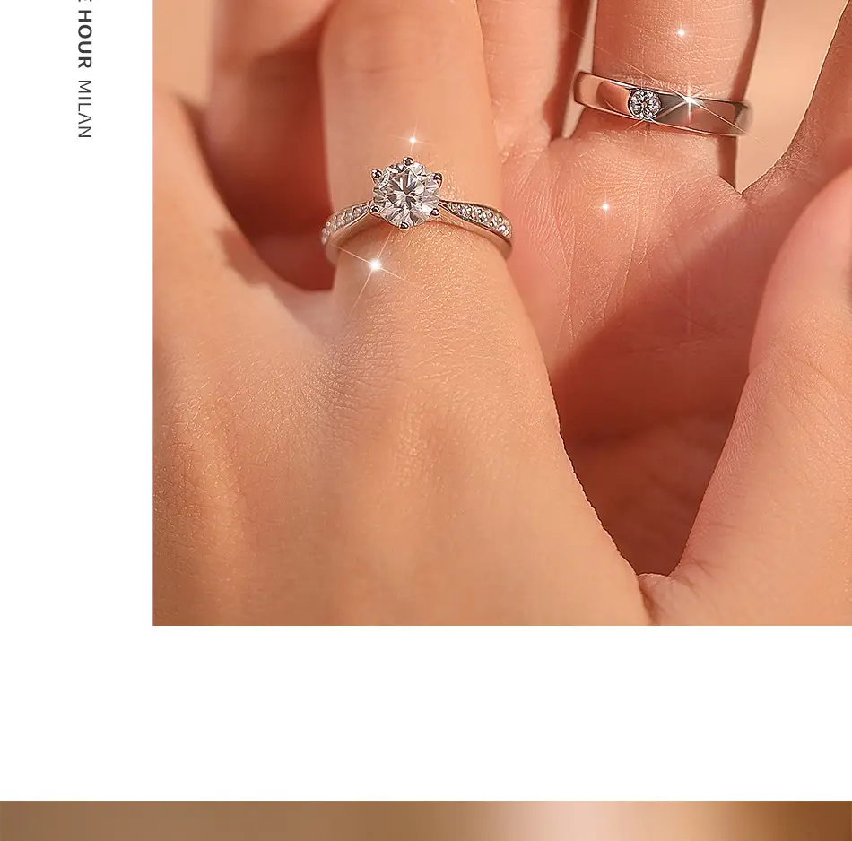 Simulated Moissanite Couple Ring with 1 Carat Diamond — feature 9