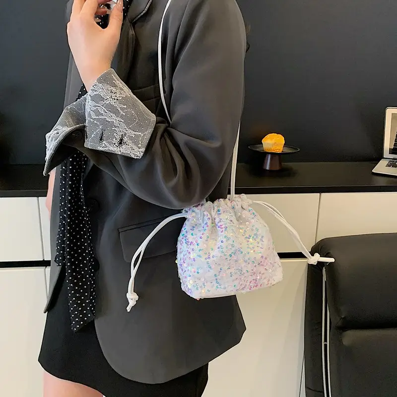 Sequin Drawstring Bag Women Shoulder Crossbody 2026 - Image 7