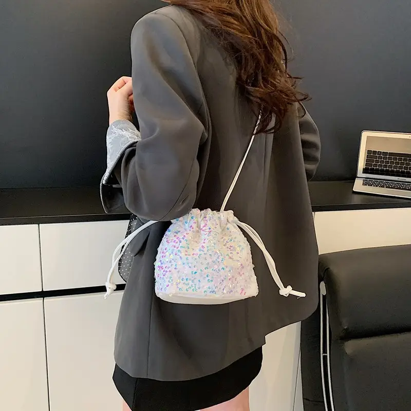 Sequin Drawstring Bag Women Shoulder Crossbody 2026 - Image 8