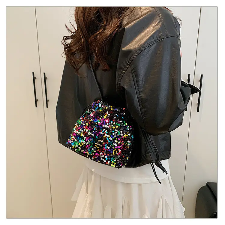 Sequin Drawstring Bag Women Shoulder Crossbody 2026 — feature 18