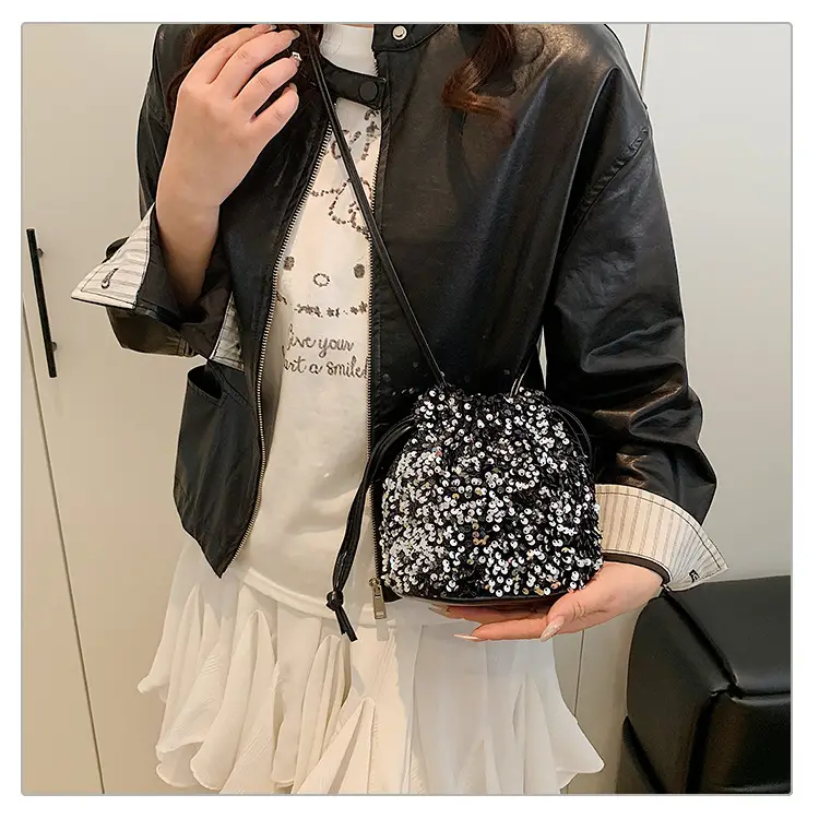 Sequin Drawstring Bag Women Shoulder Crossbody 2026 — feature 22