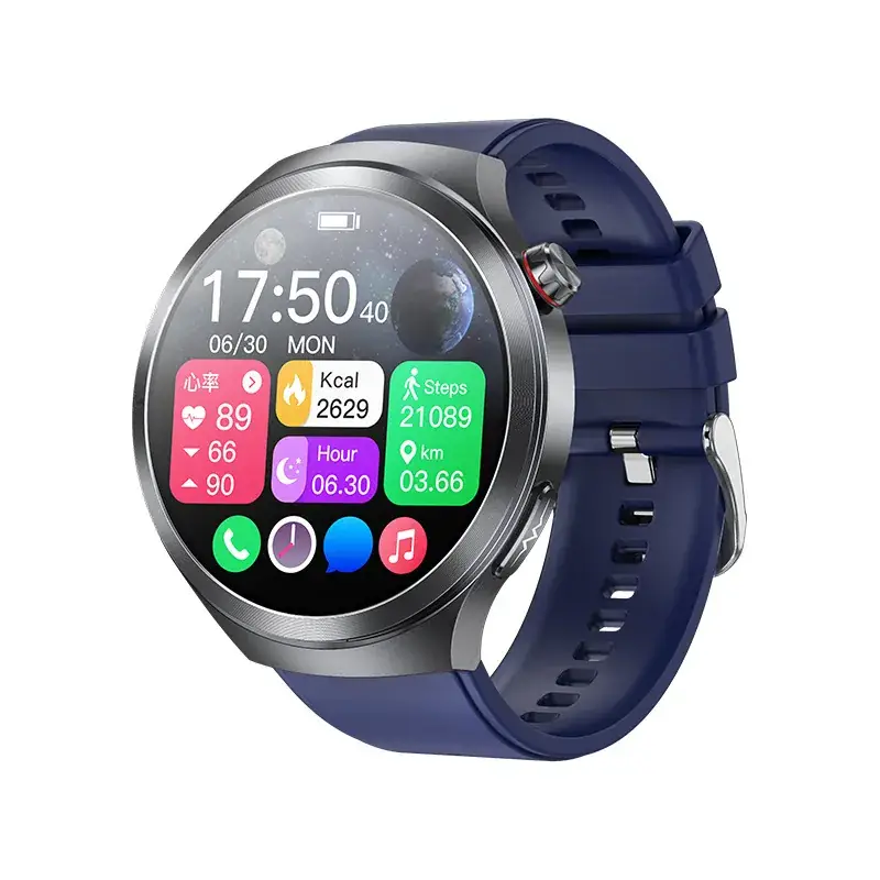 Smart Watch with Bright Blue Dial & 360° Display