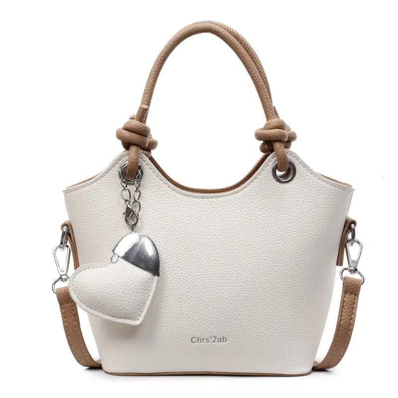 Women's Textured Crossbody Bag with Heart Charm