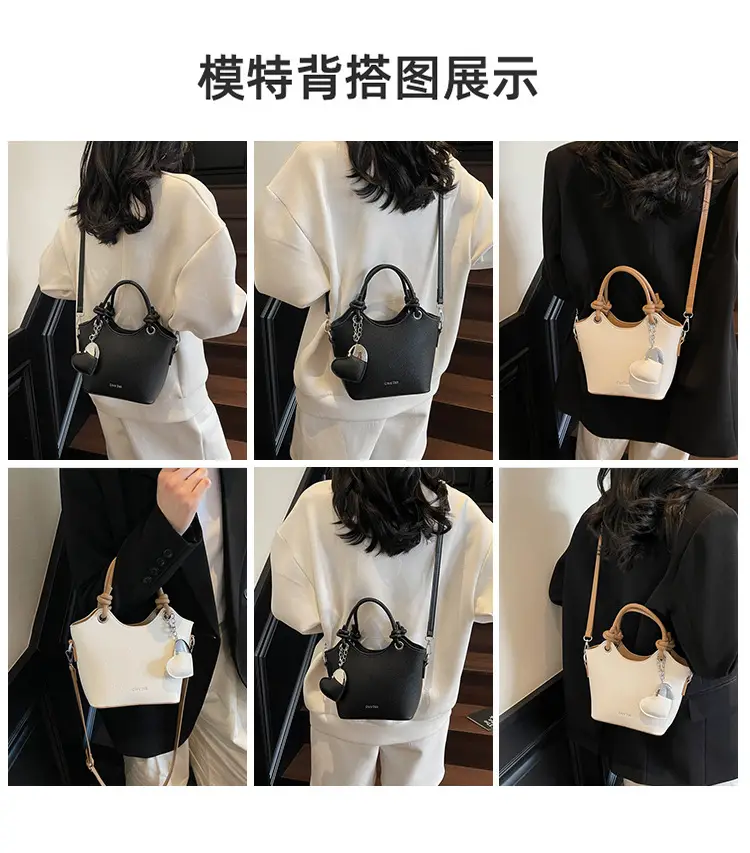Women's Textured Crossbody Bag with Heart Charm — feature 11