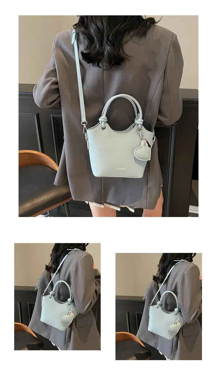 Women's Textured Crossbody Bag with Heart Charm — feature 13