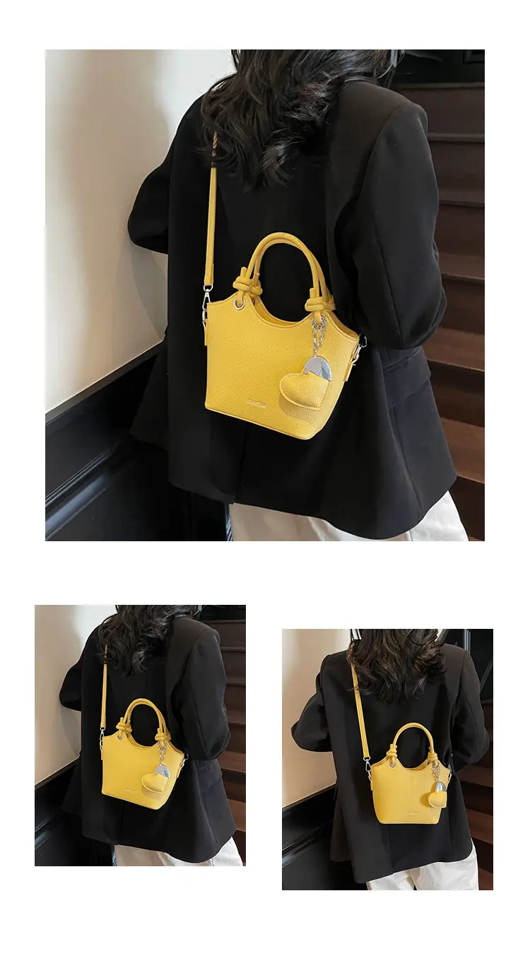 Women's Textured Crossbody Bag with Heart Charm — feature 15