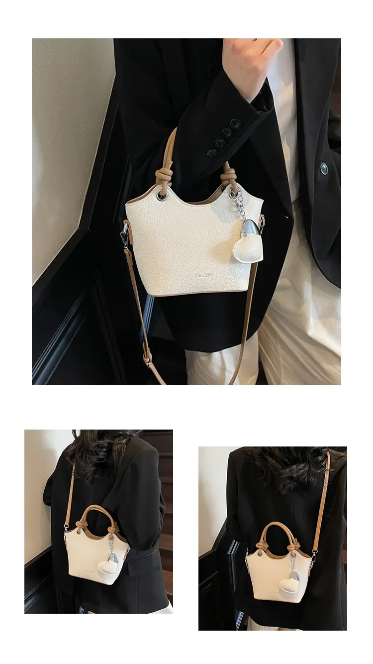 Women's Textured Crossbody Bag with Heart Charm — feature 16
