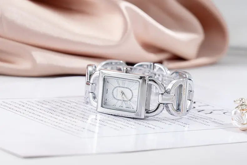 Rose Gold Rectangular Women's Quartz Watch with Roman Face — feature 11