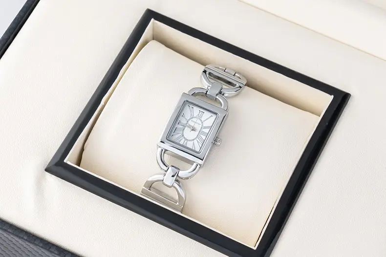 Rose Gold Rectangular Women's Quartz Watch with Roman Face — feature 13