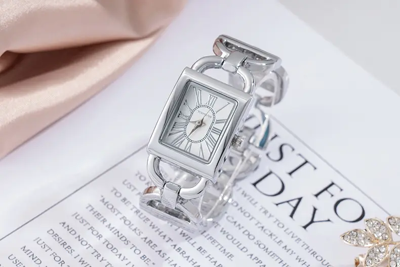 Rose Gold Rectangular Women's Quartz Watch with Roman Face — feature 8
