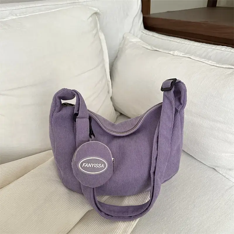 Purple Nylon Shoulder Tote Bag for Women - Image 9