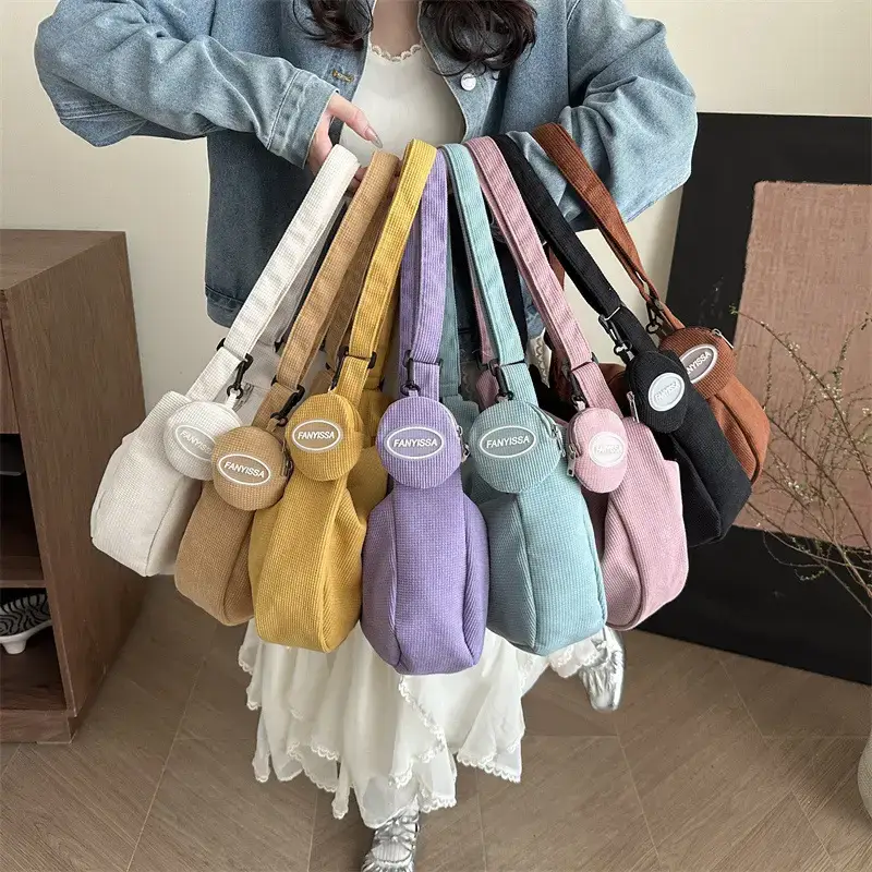 Purple Nylon Shoulder Tote Bag for Women - Image 12
