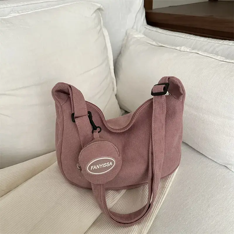 Purple Nylon Shoulder Tote Bag for Women - Image 3