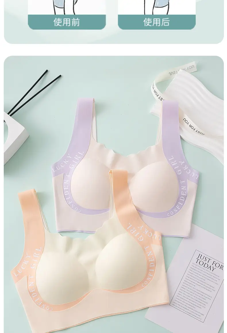 Developmental Girls Intimates Junior High School Students 12-18 Years Old Student Sports Bra Seamless Class a Antibacterial Girls Vest — feature 5