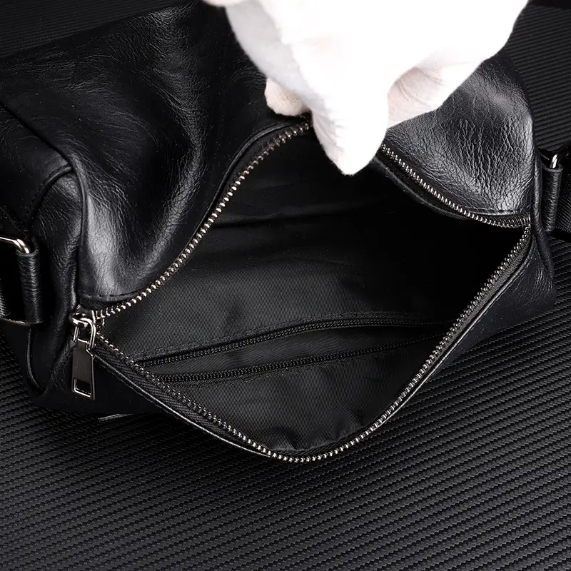Men's Crossbody Bag Brown Black Leather Wearable Shoulder Bag