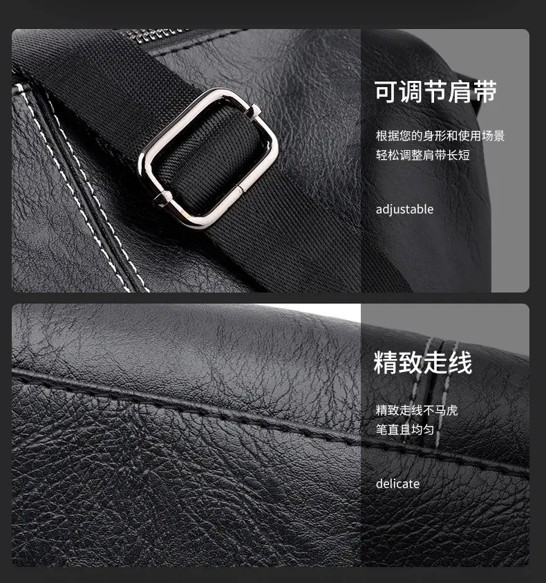 Men's Crossbody Bag Brown Black Leather Wearable Shoulder Bag — feature 10