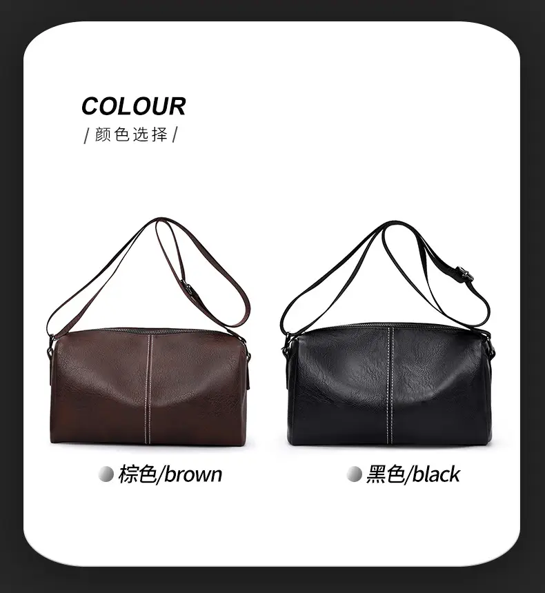 Men's Crossbody Bag Brown Black Leather Wearable Shoulder Bag — feature 20