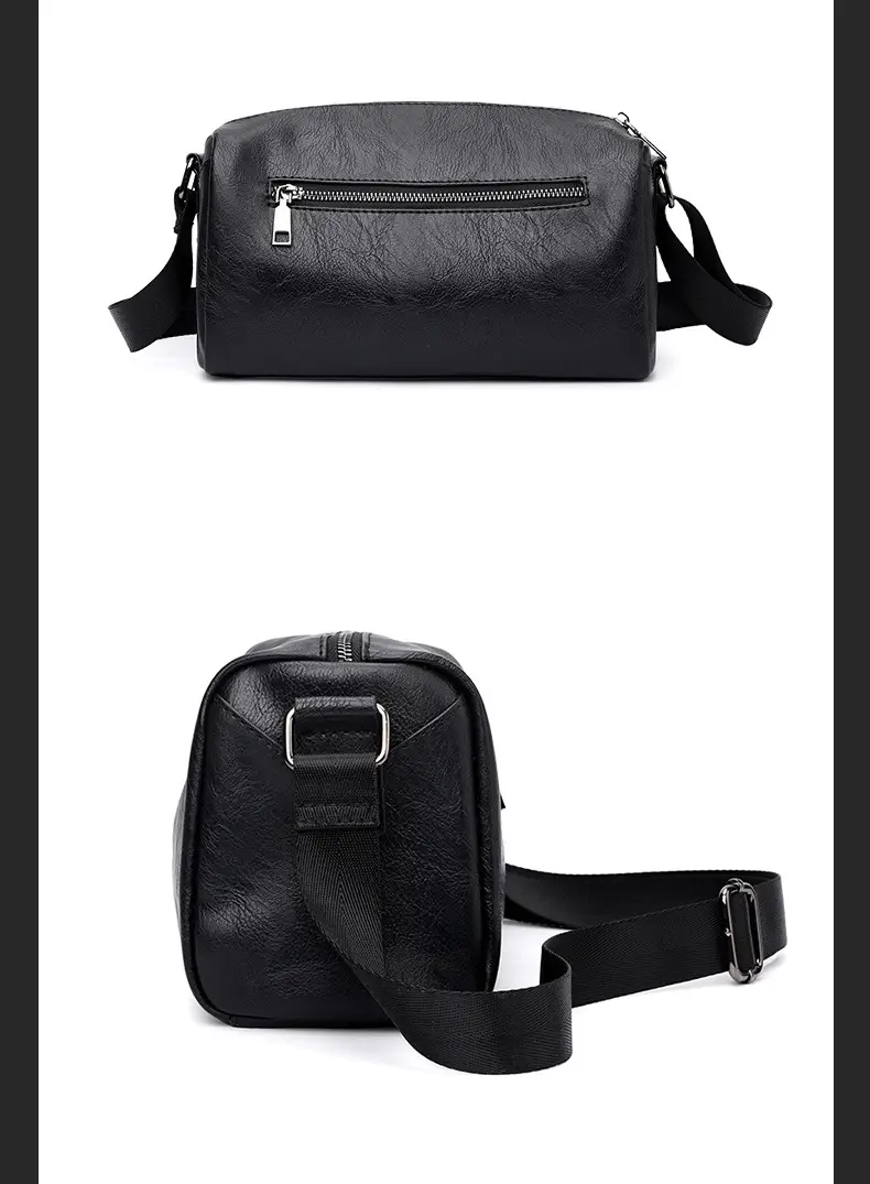 Men's Crossbody Bag Brown Black Leather Wearable Shoulder Bag — feature 22
