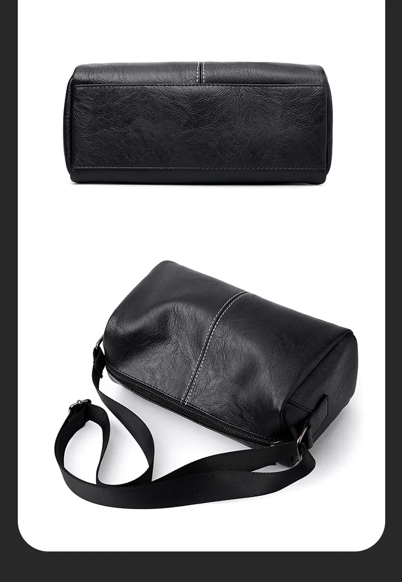 Men's Crossbody Bag Brown Black Leather Wearable Shoulder Bag — feature 23