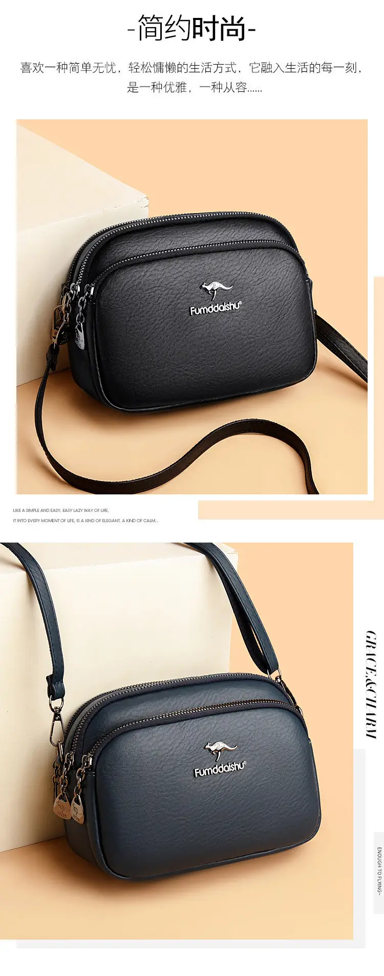 Women's Black Crossbody Bag 2025 Spring New — feature 4