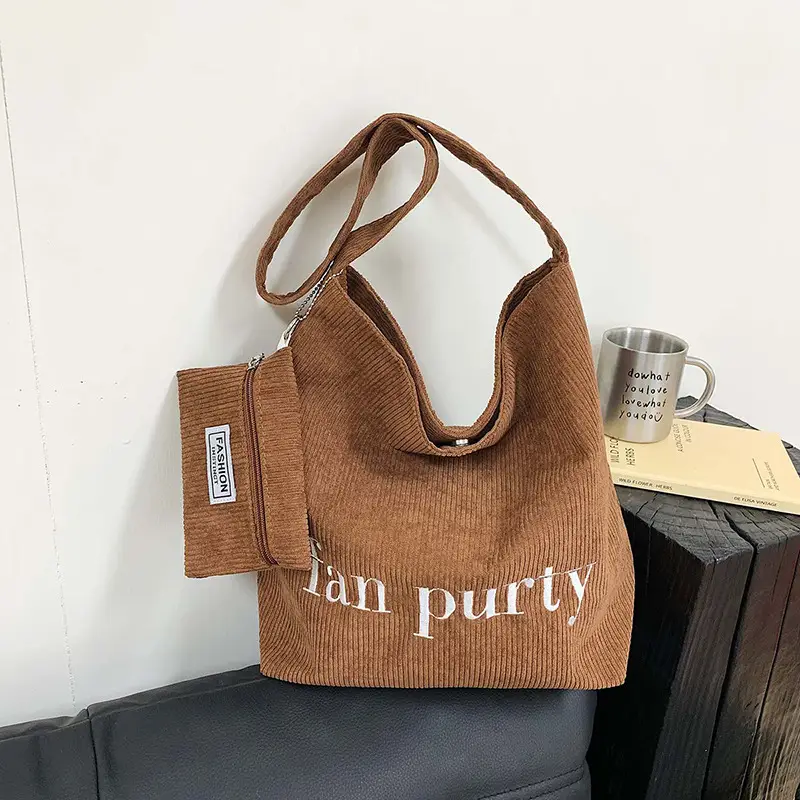 Korean Letter Canvas Shoulder Bag Large Capacity - Image 6