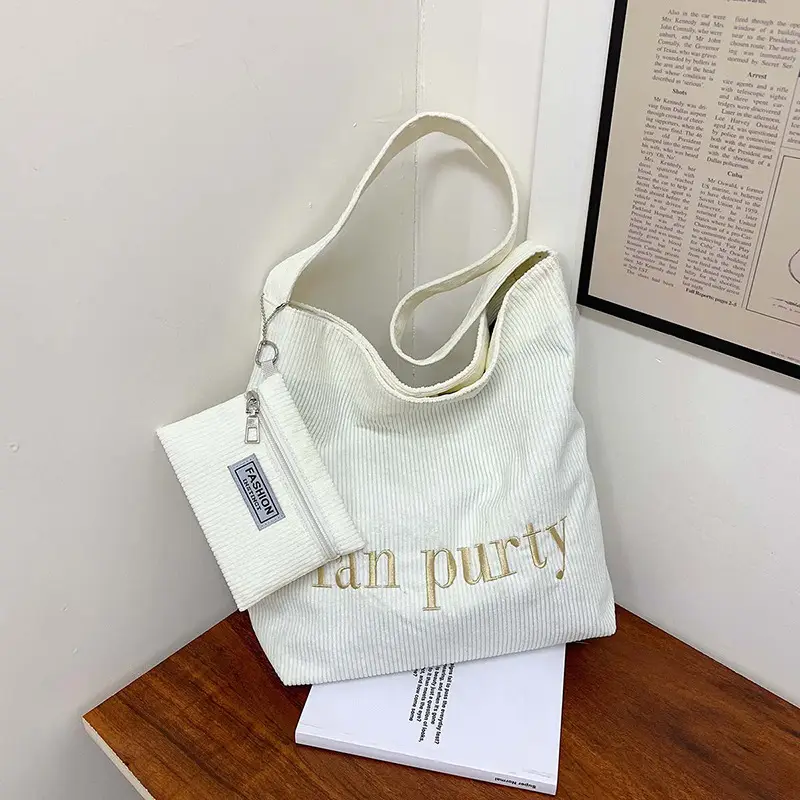 Korean Letter Canvas Shoulder Bag Large Capacity - Image 7