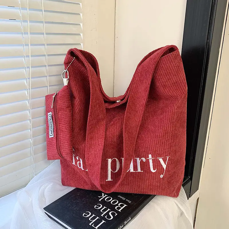 Korean Letter Canvas Shoulder Bag Large Capacity - Image 9