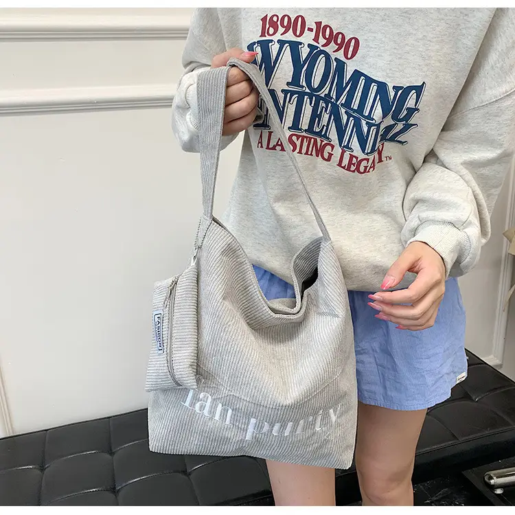 Korean Letter Canvas Shoulder Bag Large Capacity — feature 12